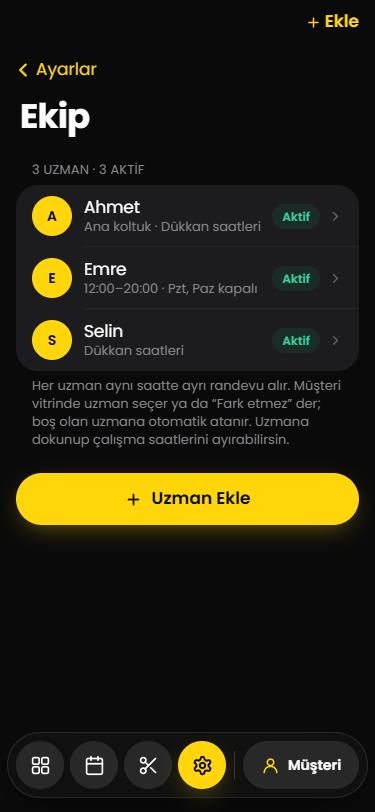 Panelde ekip listesi